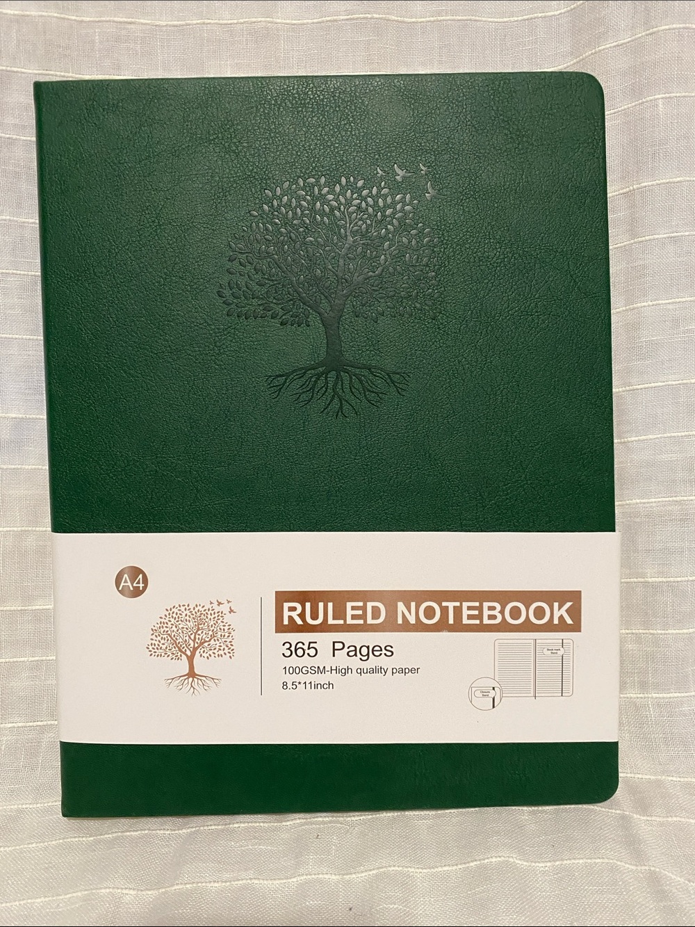 Green Embossed Tree Ruled Notebook